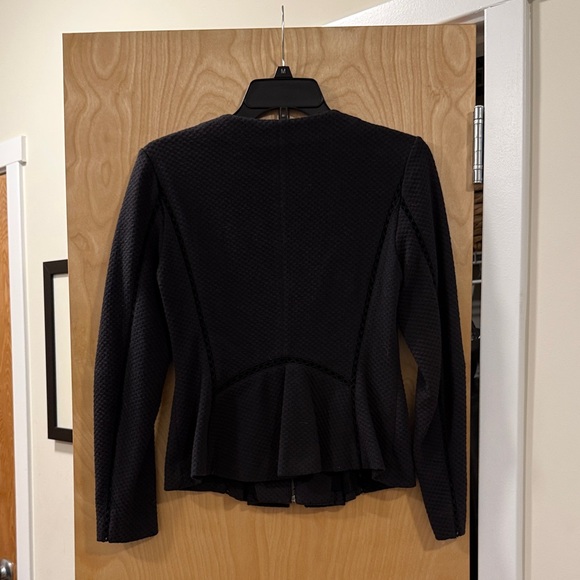REBECCA TAYLOR BLACK FULL ZIP KNIT BLAZER, SIZE 2 - Picture 4 of 6